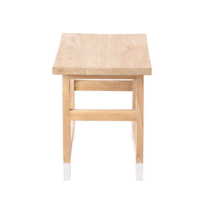 Finesse Classic Casual Handcrafted Solid Mindi Wood Accent Stool with Tipped Legs image number 6