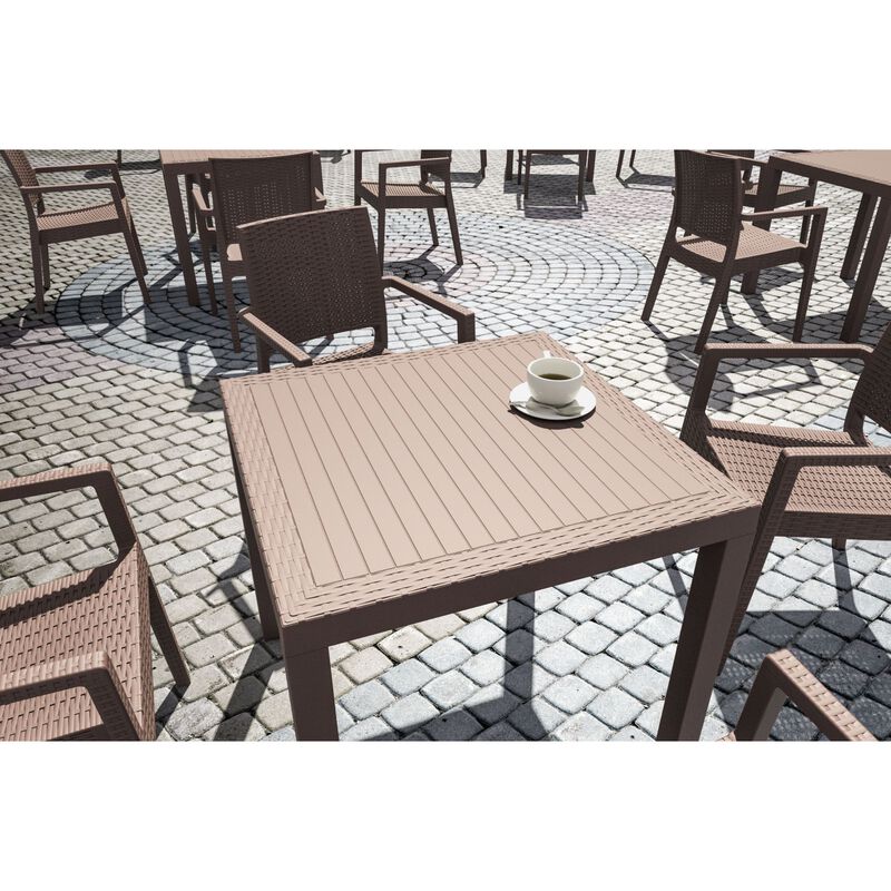 31.5" Coffee Brown Wickerlook Square Patio Dining Table
