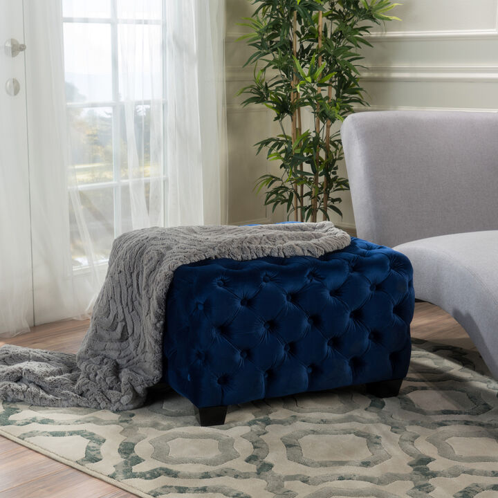 Streamdale Modern Velvet Glam Ottoman with Diamond Stitching