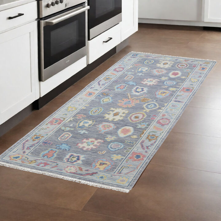 HomeRoots Wool Oriental Hand Knotted Runner Rug With Fringe