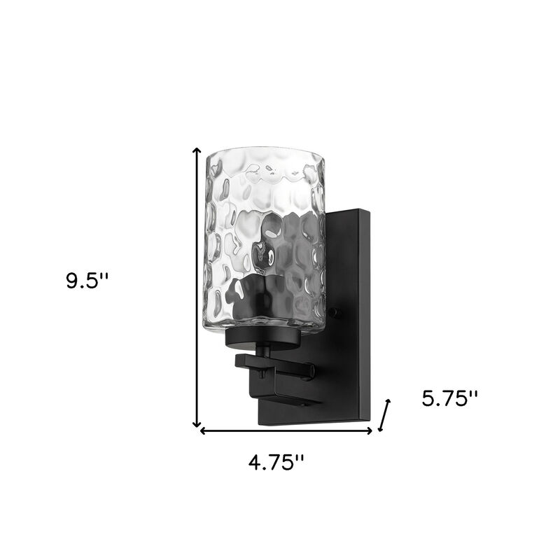 Hivvago Black Metal and Pebbled Glass Wall Sconce