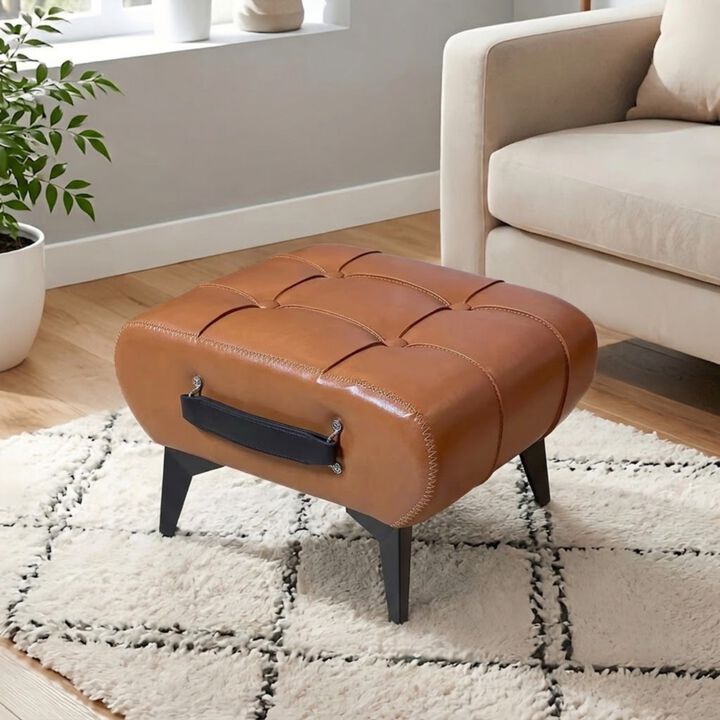 Vintage Button-Tufted Ottoman Footstool