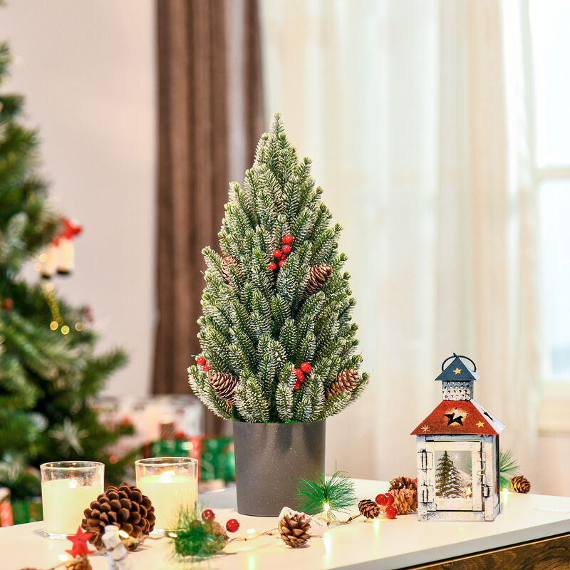 1.5' Miniature Snow Flocked Christmas Tree Tabletop Holiday Indoor Decoration