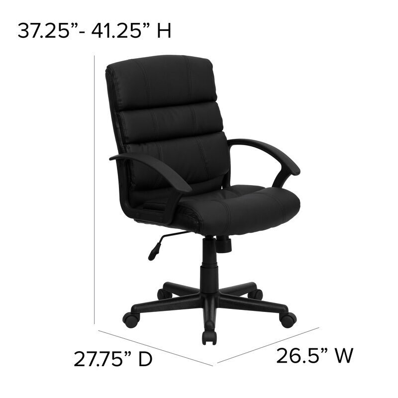 Lane Mid-Back LeatherSoft Swivel Task Office Chair with Arms image number 2