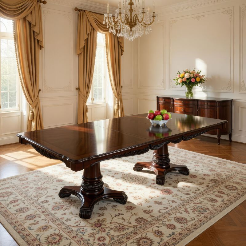 Zenie Dining Table, Extension Leaf, 77-95 Inch, Cherry Brown Solid Wood image number 7