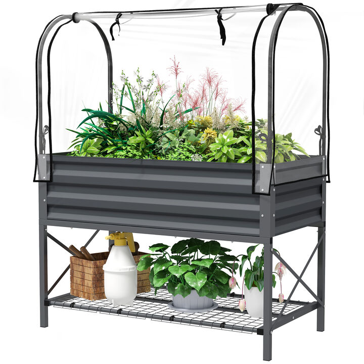 Hivvago Metal Elevated Planter Box for Outdoor Gardening