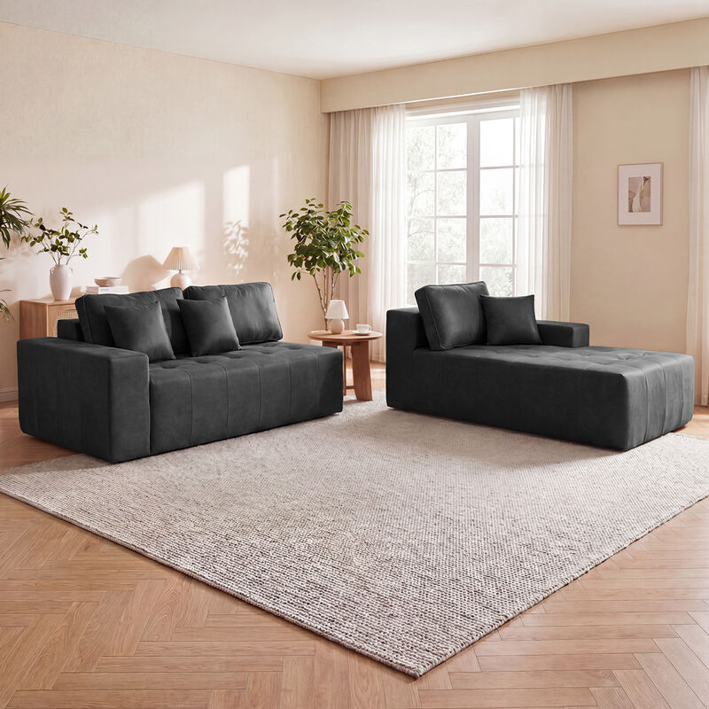 Kipur Faux Leather L-Shaped Sectional Couch image number 3