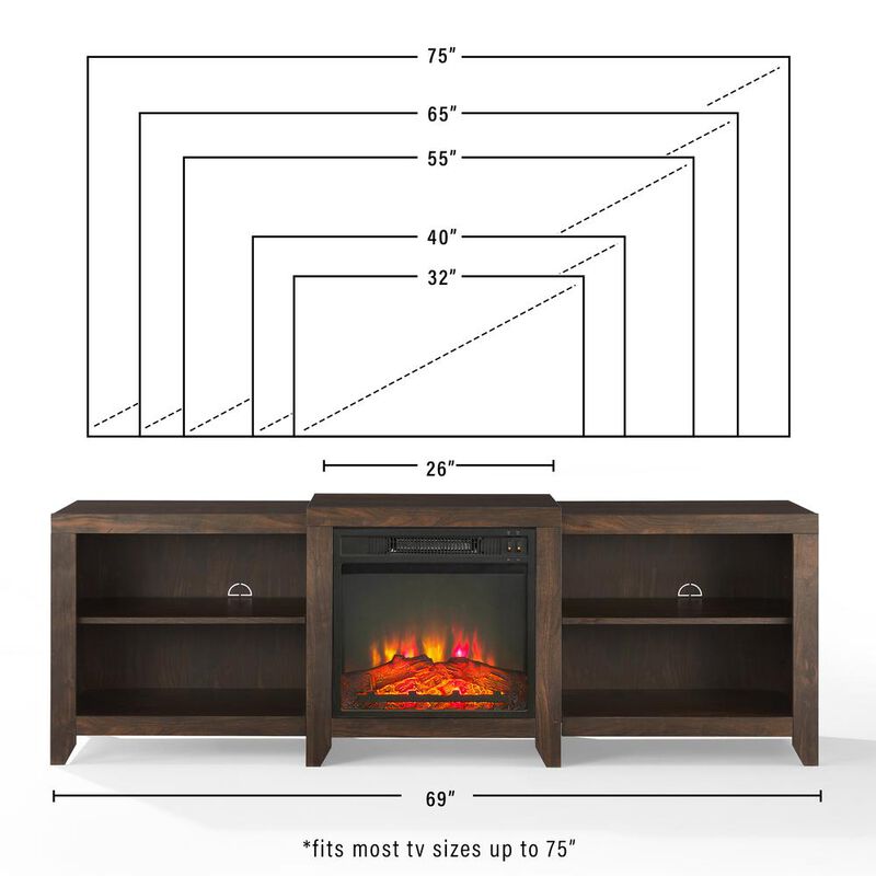 Ronin Low Profile Fireplace Tv Stand For 75+ Inch Tv