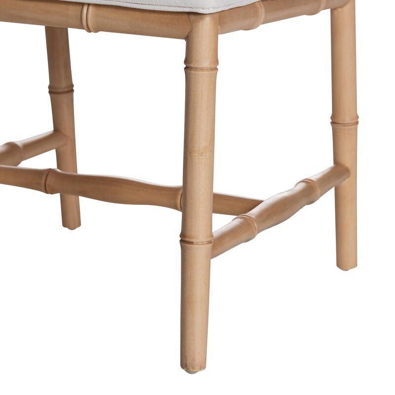 bali & pari Sandy Dining Chair - Crafted Wood and Natural Rattan Side Chair with Bamboo Motif and Upholstered Seat image number 5