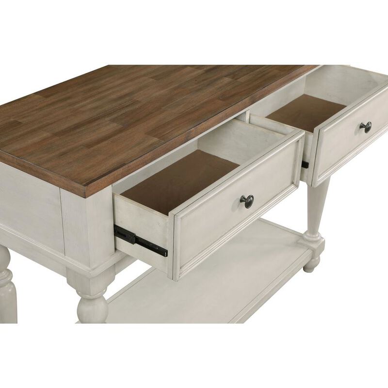Furnifact White Rustic Sideboard Solid Wood Vintage Console Table With Drawers image number 6