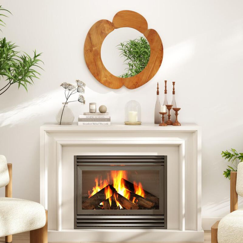 Hivvago Rustic Hanging Vanity Mirror with Teak Wood Frame