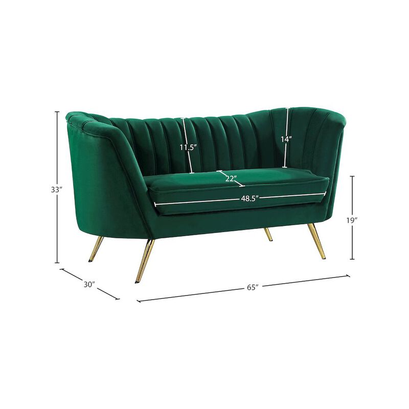 Meridian Furniture Margo Green Velvet Loveseat