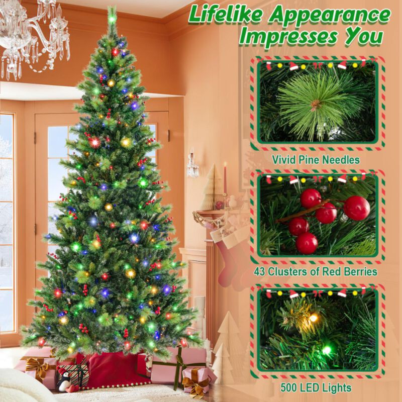 Hivvago 6/7/8 Feet Pre-Lit Artificial Christmas Tree with 300/400/500 LED Lights