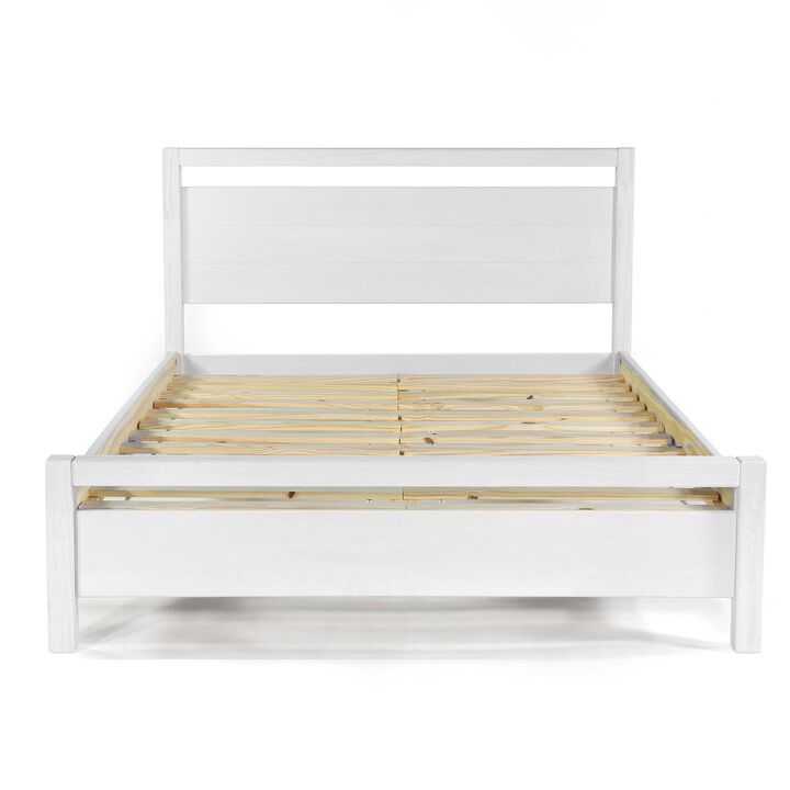 Hivvago King Size FarmHouse Traditional Rustic White Platform Bed