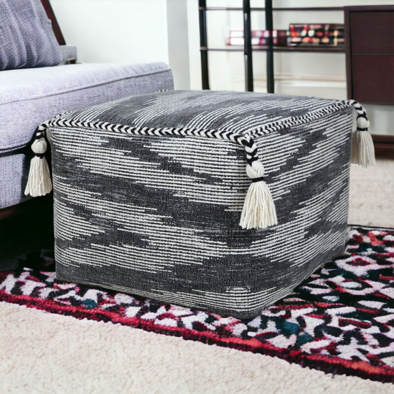 Versatile Cotton Blend Ottoman for Seating, Footrest, or Home Accent