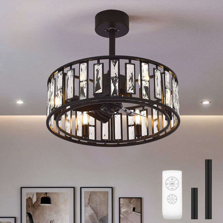 Breezary 20 in Ceiling Fan with Lights, 6 E12 Bulbs, 5 Blades,Remote Control