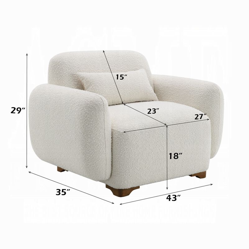 Loem Sofa Chair w Accent Pillow, Box Style Seat, Beige Boucle Fabric image number 5