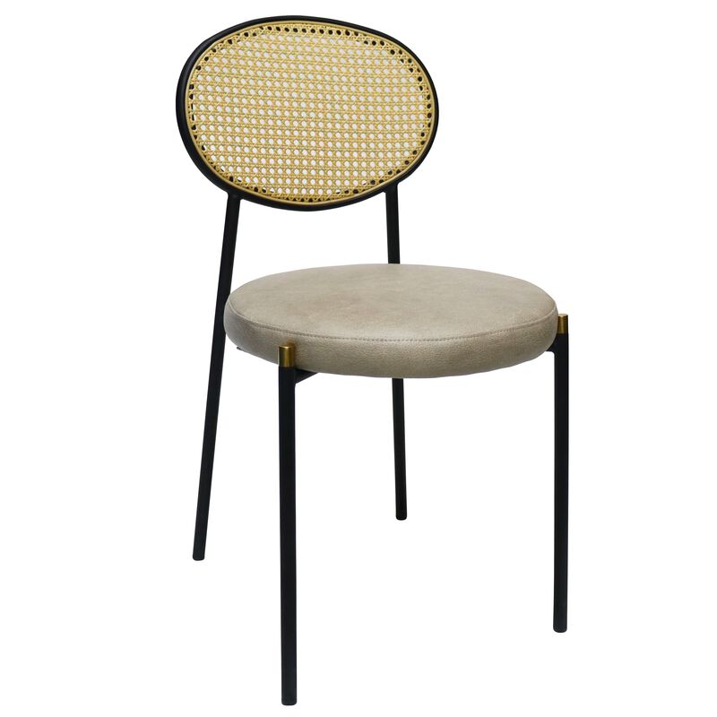 LeisureMod Euston Modern Dining Chair with Wicker Back and Leather Seat, Indoor Kitchen, Dining Room, Home, Contemporary Side Chair Seating