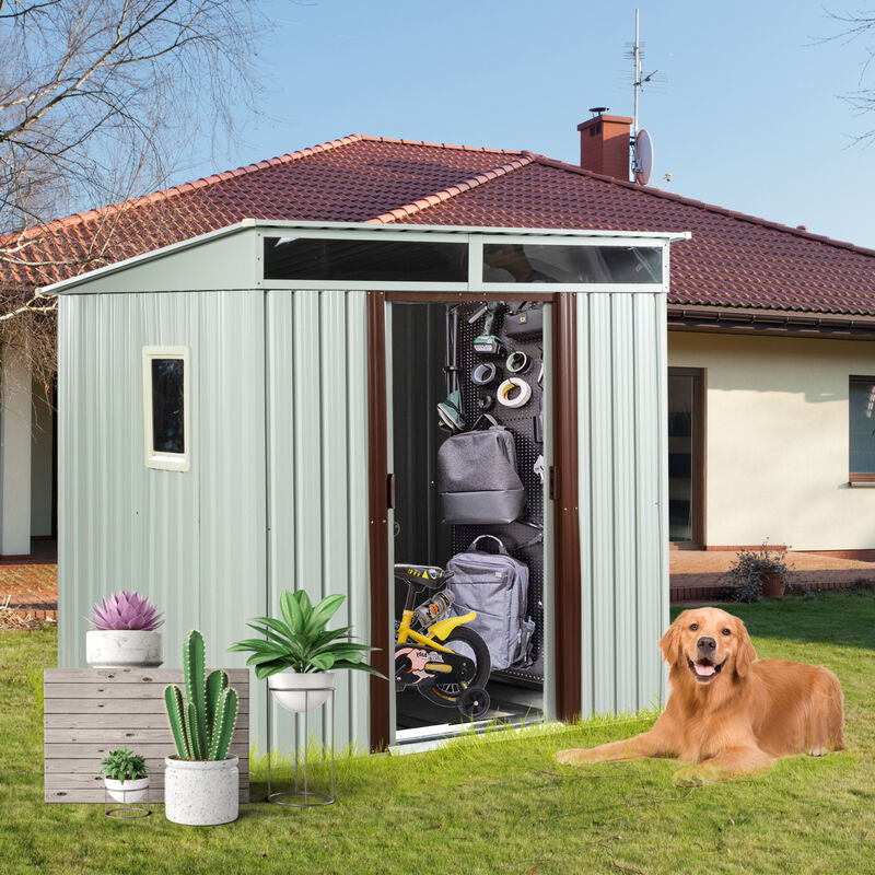 Streamdale 6FT X 5FT Outdoor Metal Storage Shed With Window White image number 1