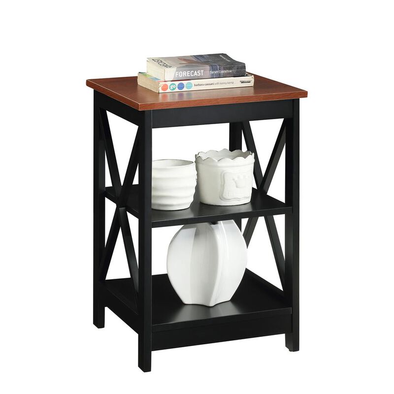 Convience Concept, Inc. Oxford End Table with Shelves Cherry/Black