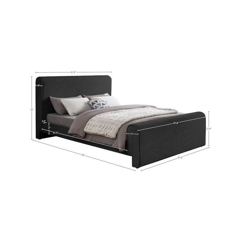 Meridian Furniture Stylus Black Boucle Fabric King Bed