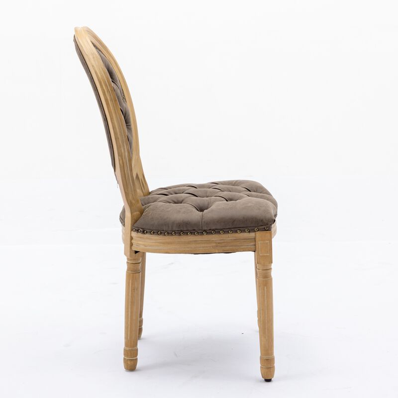 Whisen French Style Dining Chair, Rubberwood Frame with PU Leather Upholstery, Handmade Tufted & Nailhead Trim, Set of 2 for Living Room Kitchen image number 5
