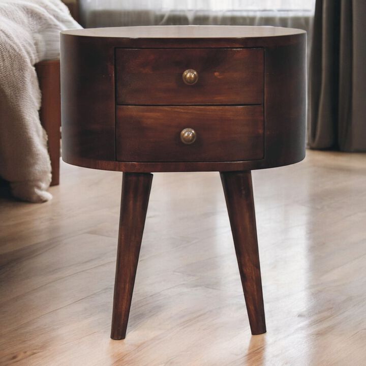 Artisan Furniture Solid Wood California Walnut Rounded Bedside Table