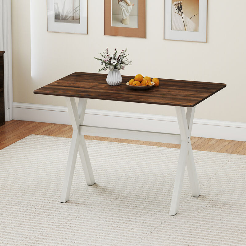Wood Kitchen Dining Table with X Frame Base, Modern Design image number 4