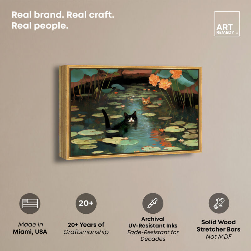 Kitty Pond Peeking I Animals Canvas Print by Art Remedy image number 2
