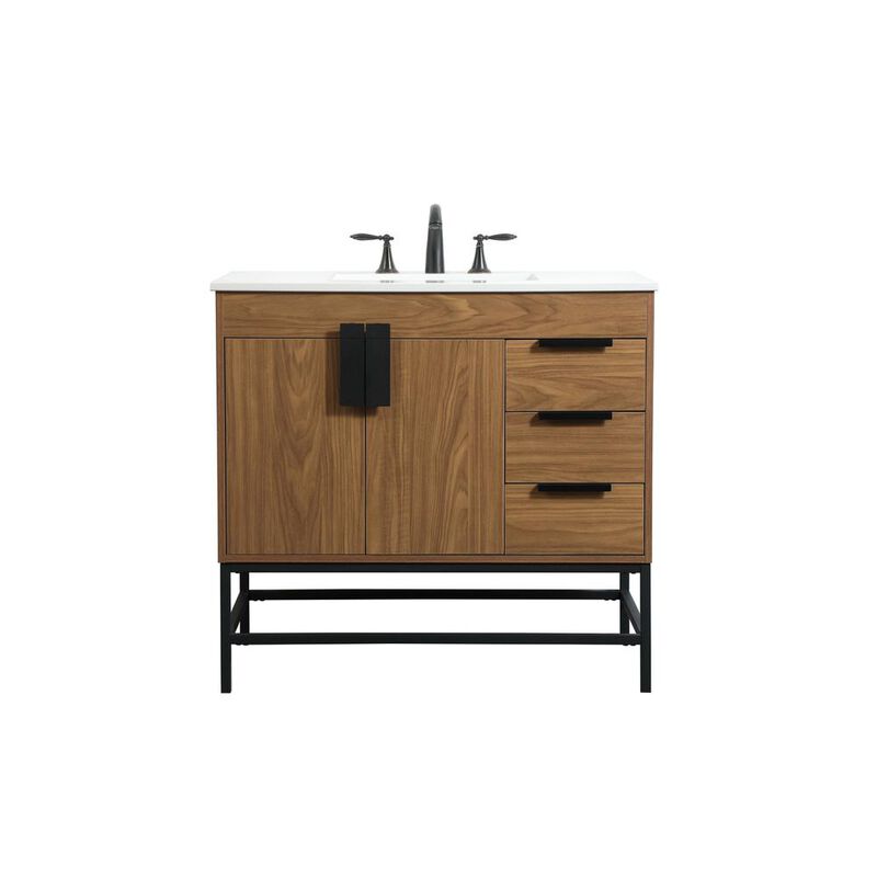Elegant Kitchen and Bath 36 inch Single bathroom vanity in walnut brown