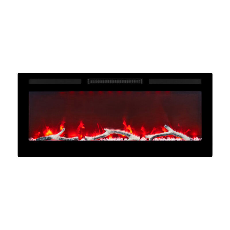 MONDAWE 42" Wall-Mounted Recessed Electric Fireplace 4780 BTU Heater with Remote Control Adjustable Flame Color & Temperature Setting