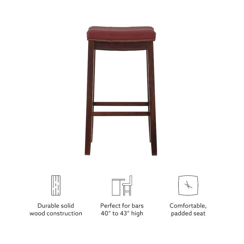 Linon Classic Bar Stool with Faux Leather Padded Seat image number 5