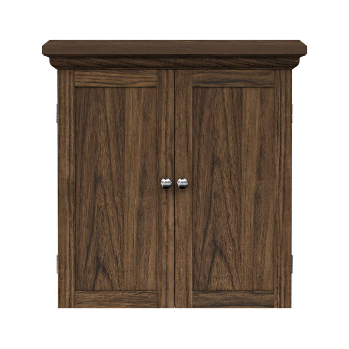 Teamson Home Stratford Removable Two-Door Wall Cabinet with Adjustable Shelves, Walnut