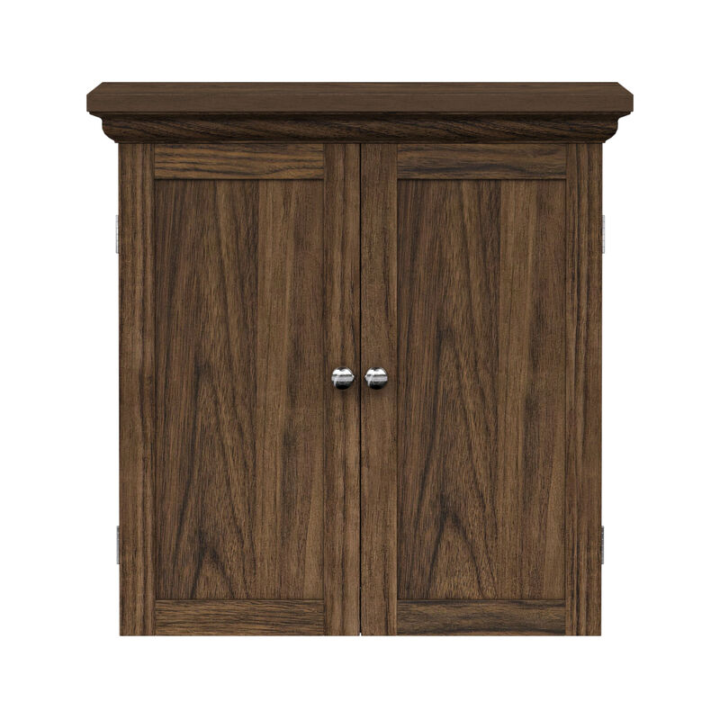 Teamson Home Stratford Removable Two-Door Wall Cabinet with Adjustable Shelves, Walnut