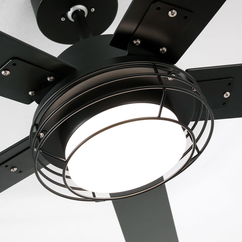 52 in. Black Reversible Blades 6-Speed Ceiling Fan with Light and Remote