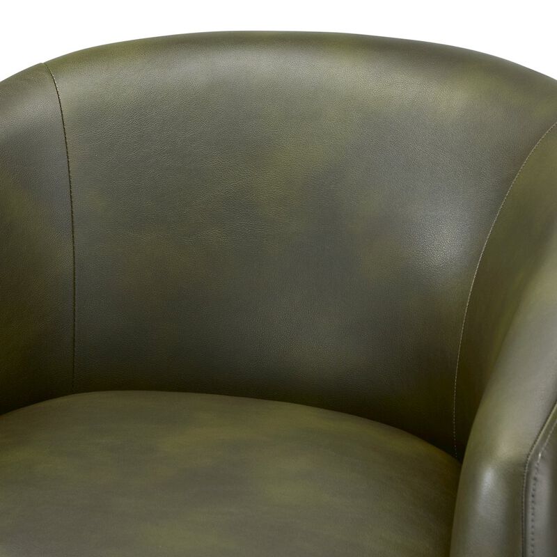 Amhurst Fern Green Faux Leather Swivel Barrel Chair