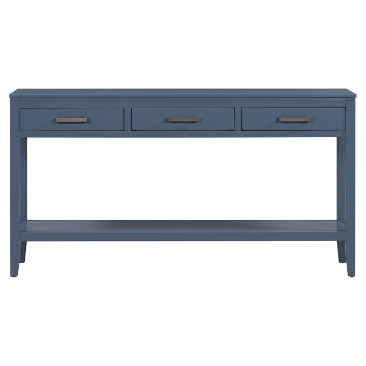 Whisen Contemporary 3-Drawer Console Table with 1 Shelf - Navy Blue