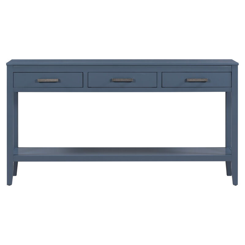 Whisen Contemporary 3-Drawer Console Table with 1 Shelf - Navy Blue