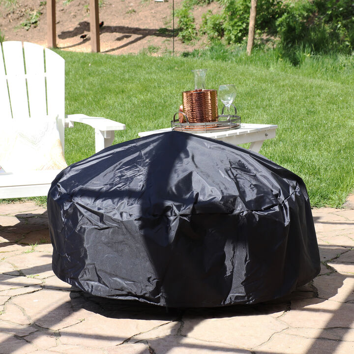Sunnydaze 40 in Heavy-Duty PVC Round Outdoor Fire Pit Cover - Black
