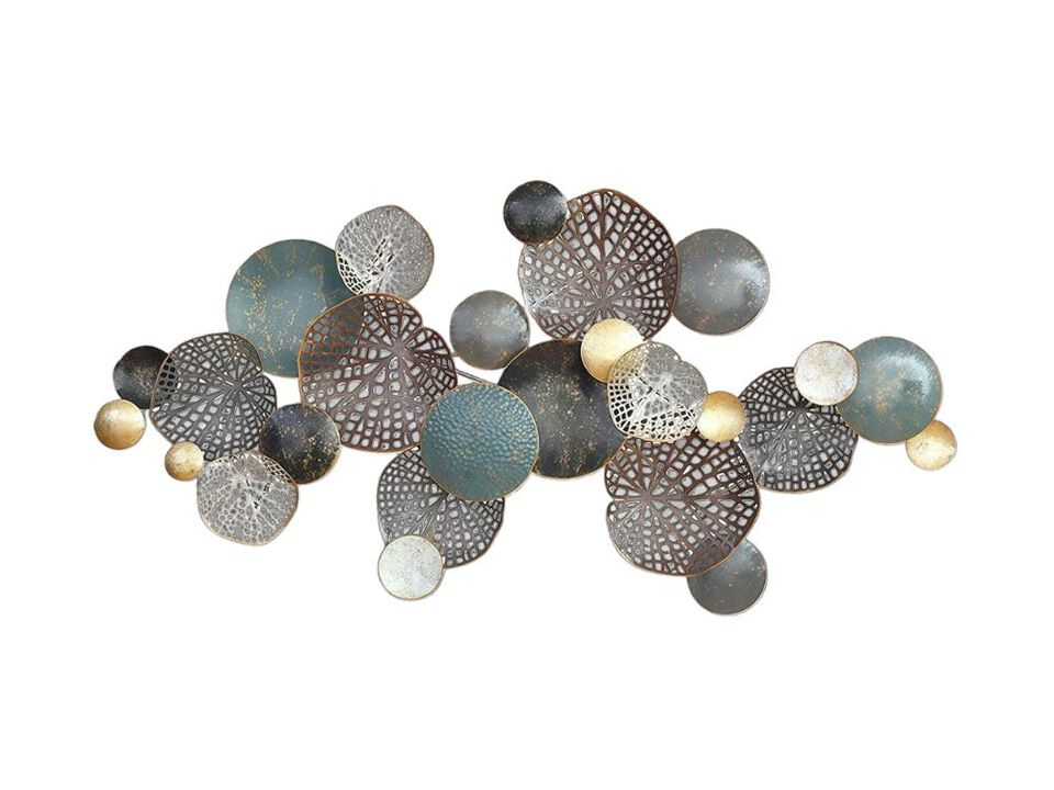 Large Metal Wall Art Lotus Leaf 3D Flower Decor Coastal Style for Living Room