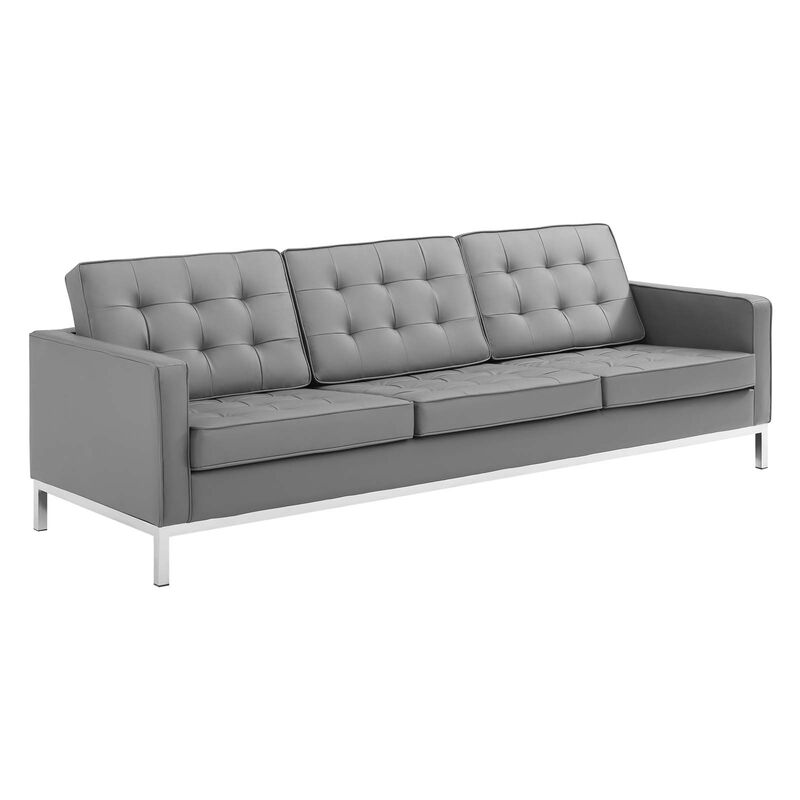 Loft Tufted Vegan Leather Sofa image number 2