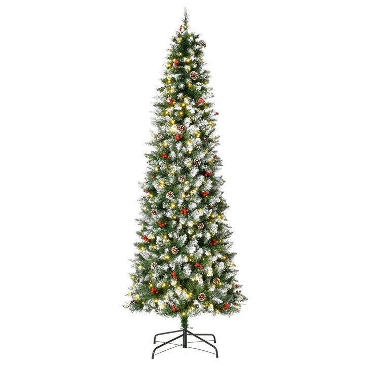 7.5' Pre-Lit Christmas Tree White Snow Flocked Holiday Decoration w/ LED Lights