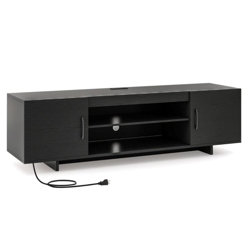 Hivvago TV Stand with Power Outlet and 2 Cable Holes for 65 Inch TVs-Rustic Brown