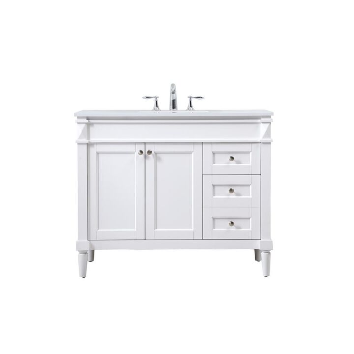 Elegant Kitchen and Bath 42 inch Single bathroom vanity in white