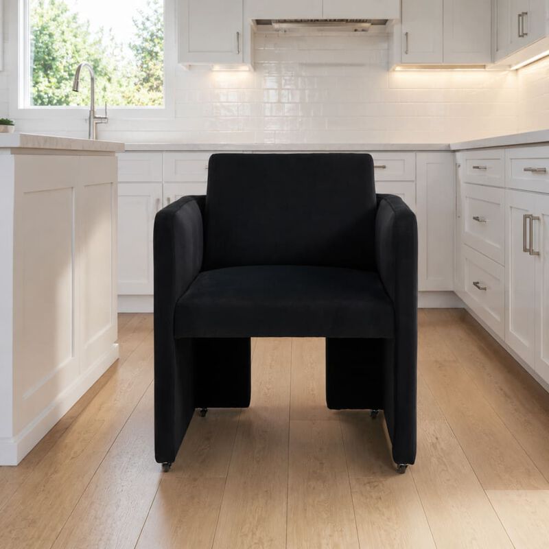 GOODSILO Modern Barrel Upholstered Dining Armchair Comfy Linen Fabric Accent Chair for Living Room, Home Office Reception Use image number 2