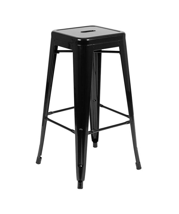 Flash Furniture Lily 30" High Metal Indoor Bar Stool in Black - Stackable Set of 4