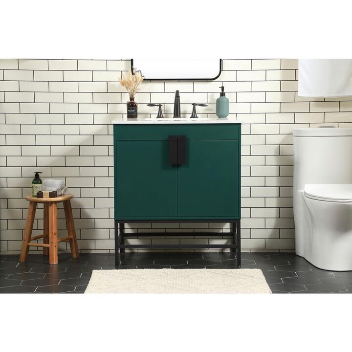 Elegant Kitchen and Bath 30 inch Single bathroom vanity in green