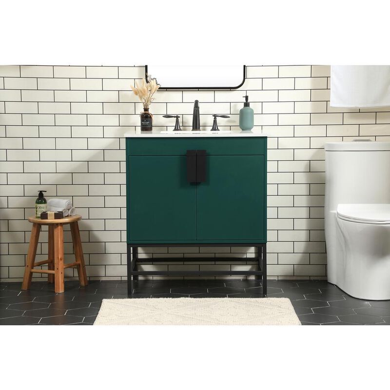 Elegant Kitchen and Bath 30 inch Single bathroom vanity in green