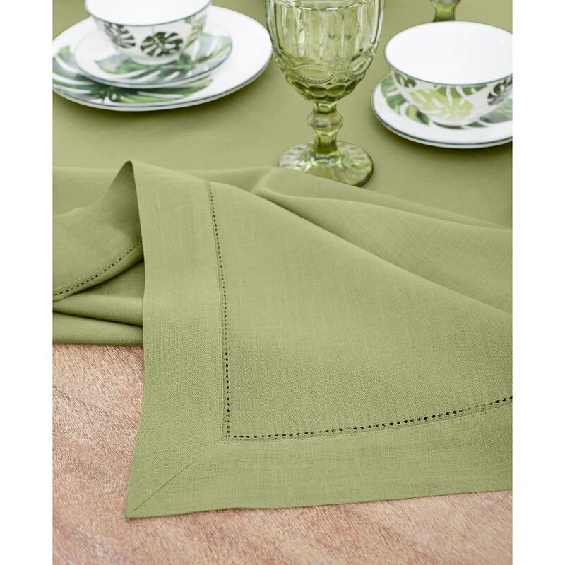 Solino Home Classic Hemstitch 100% Linen Tablecloth &ndash; Handcrafted, Machine Washable, Perfect for Holiday and Everyday Dining