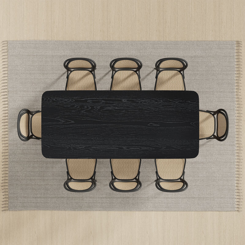 79" Farmhouse Rectangle Black Dining Table for 4-6 People with Round Arched Table Legs for Dining Room and Living Room